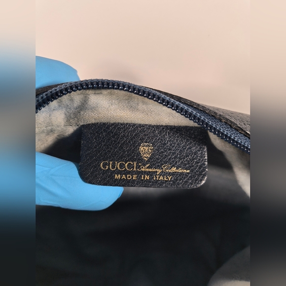 Vintage Supreme Sherry Gucci Beige And Blue Men's Women's Bag With Zipper Clutch - Picture 5 of 12